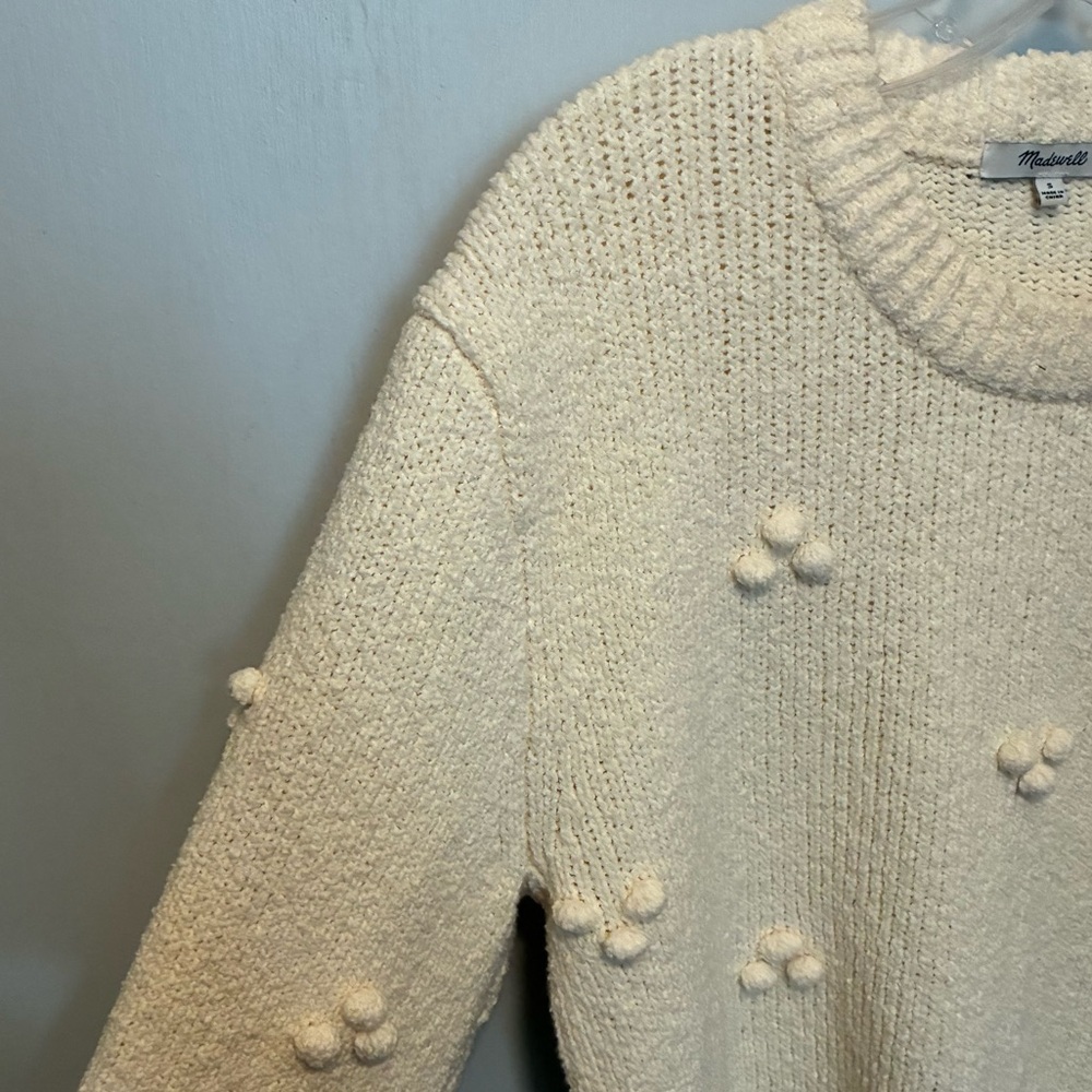 MADEWELL Dotted Bobble Antique Cream Cottage Core Pullover Sweater | size Small - Picture 9 of 11